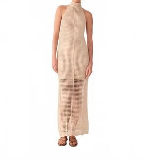 NEW DRESS TO knit halter maxi dress in beige